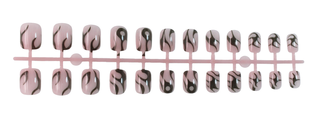 Kunstnagelset mit elegantem Schwarz-Weiß-Design Karnz