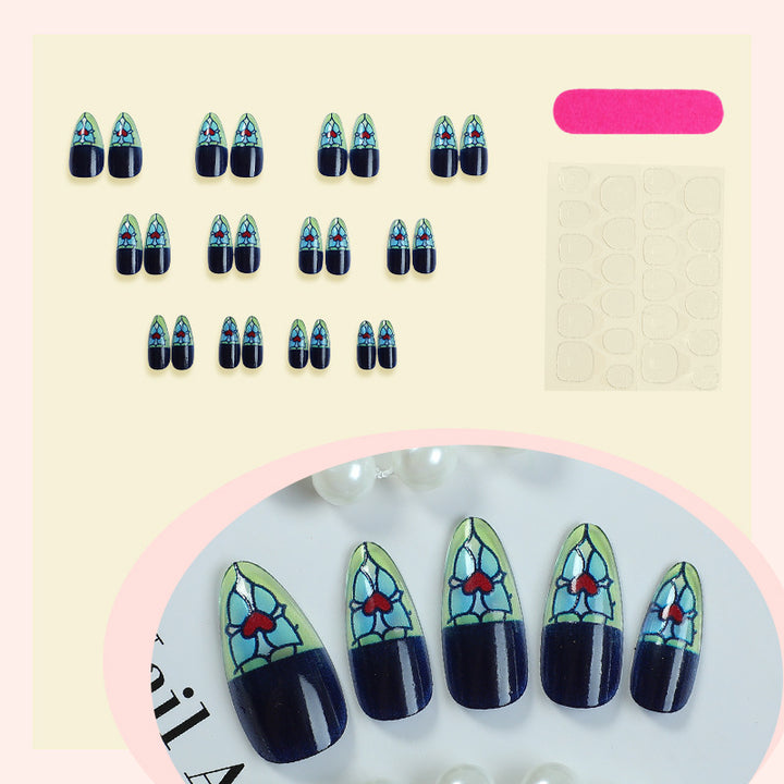 Künstlerisches Glasmalerei Press-On Nagelset Karnz