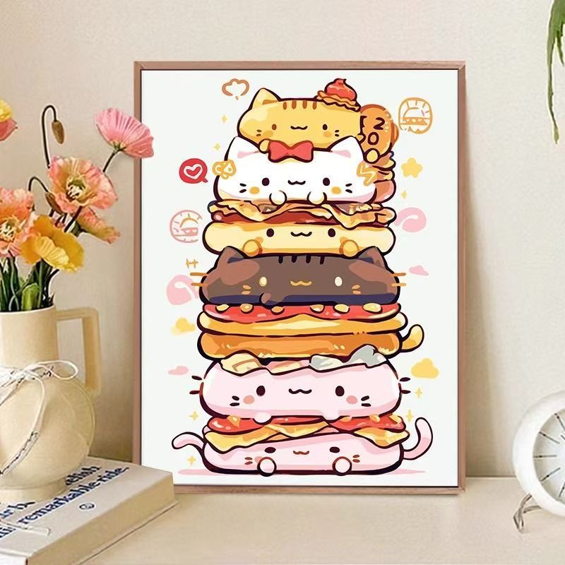 Verspielt katzenmotiviertes Food-Art-Druck Karnz