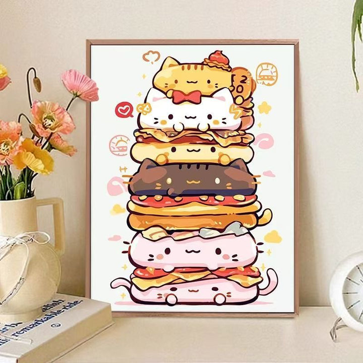 Verspielt katzenmotiviertes Food-Art-Druck Karnz