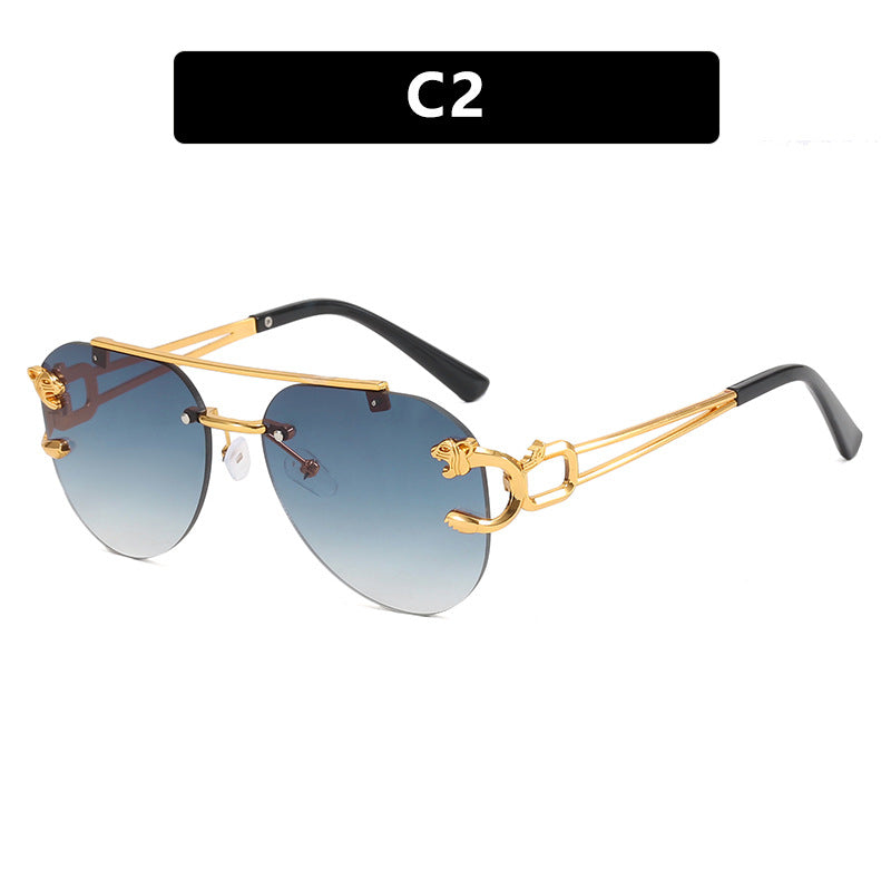 Damen ausgefallene runde Sonnenbrille mit dekorativen Details Karnz