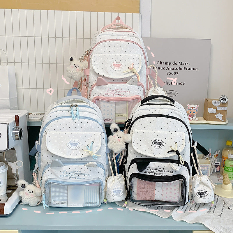 Polka Dots Design Rucksack mit mehreren Fächern Karnz