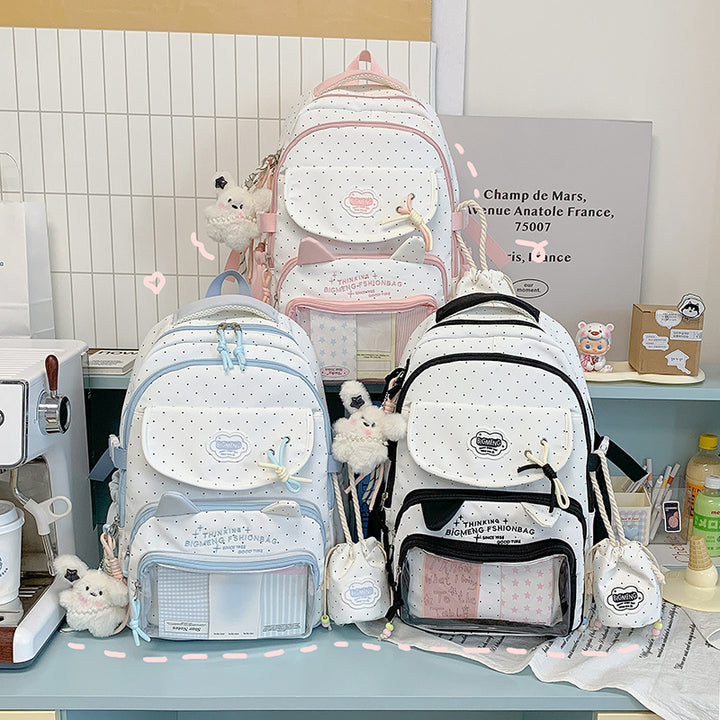 Polka Dots Design Rucksack mit mehreren Fächern Karnz