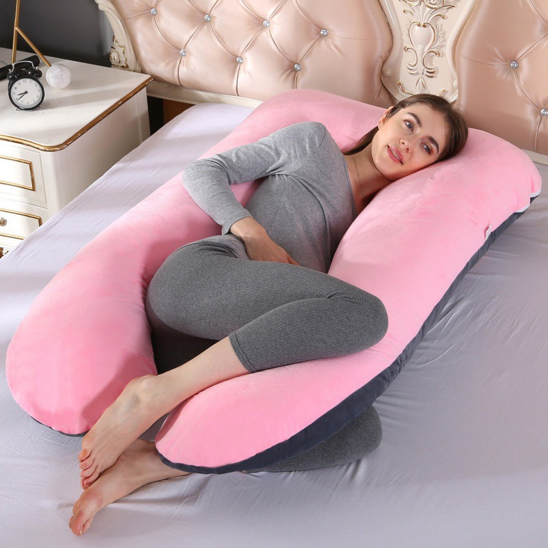 ergonomisches U-förmiges Ganzkörper-Schwangerschaftskissen mit abnehmbarem waschbarem Veloursbezug und verstellbarem Innenteil Karnz