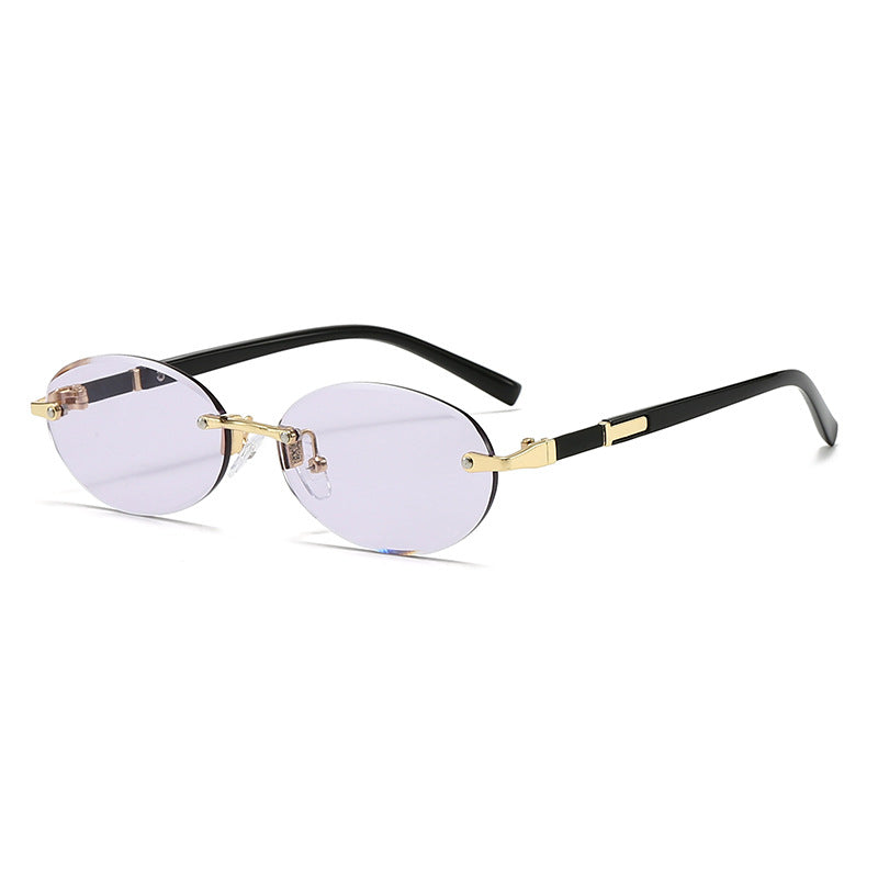 Damen modische ovale Sonnenbrille mit trendigem Metallrahmen Karnz