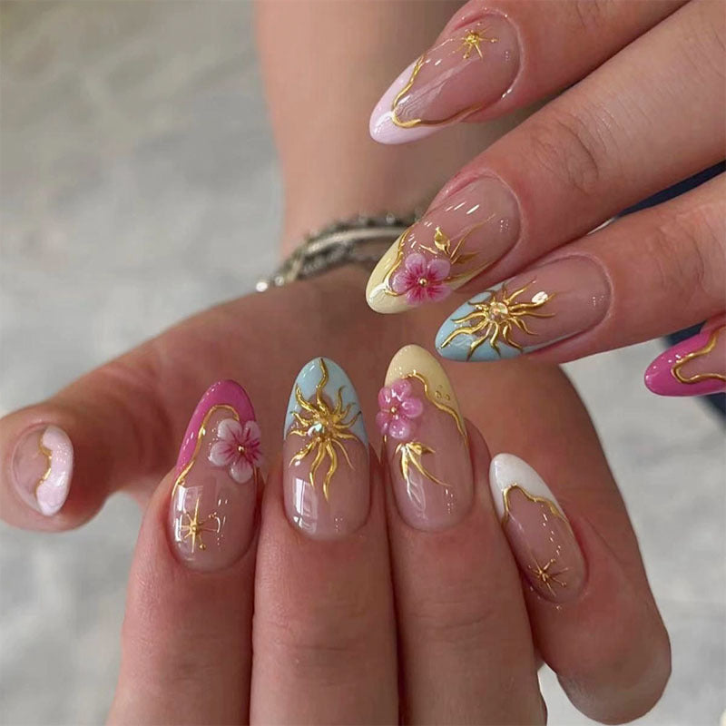 Künstlerisches floral Design Press-On Nägel