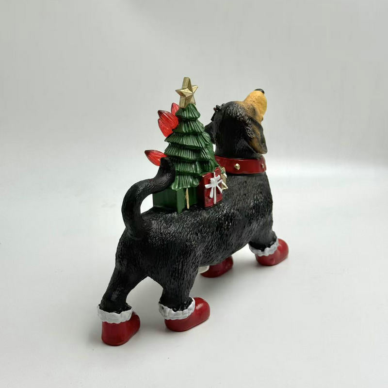 Dekorative Weihnachtsmann Figur mit Hund Karnz