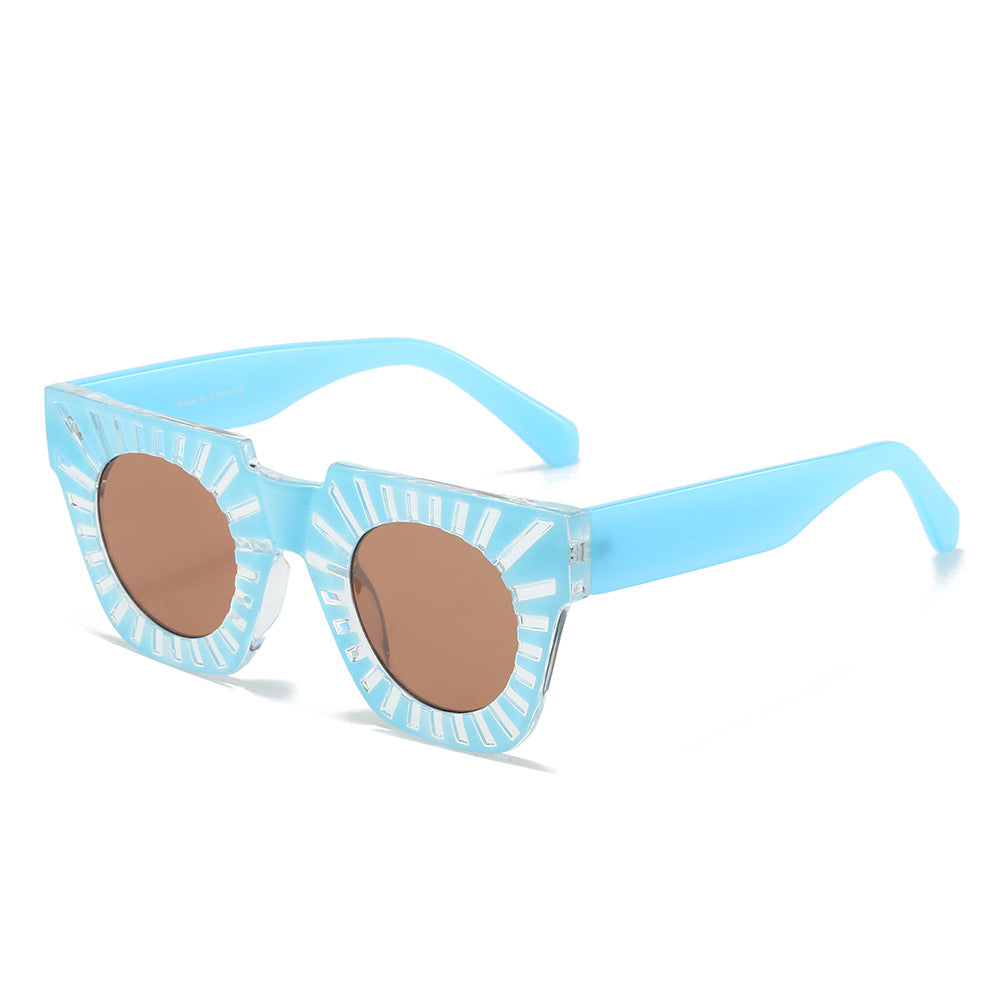 Damen Modische Sonnenbrille mit kreativem geometrischem Rahmen Karnz