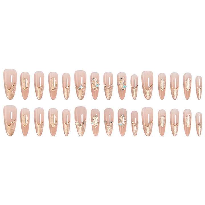 Kunstnagelset mit elegantem Gold-Glitzer-Design Karnz