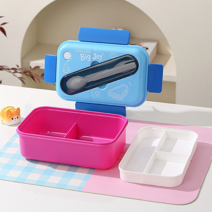Mehrfachfächer-Lunchbox mit integrierten Besteck