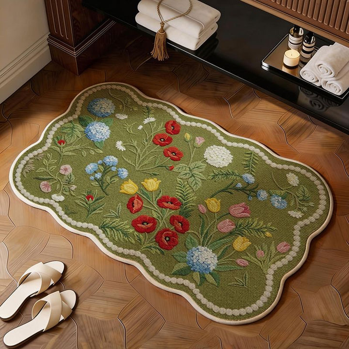 Bestickte florale Badematte