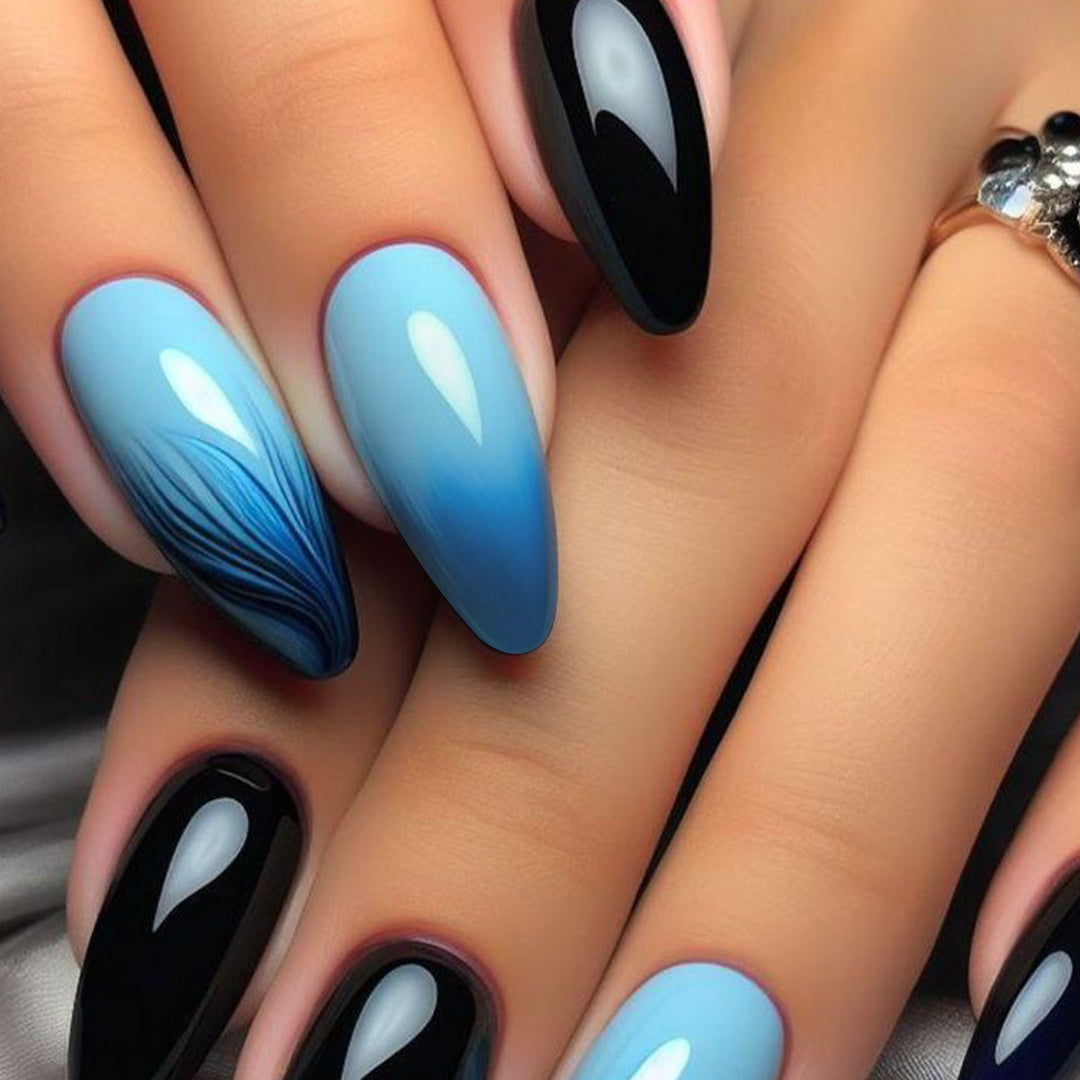 Künstlerische Ombré Stiletto Press-On Nägel Karnz