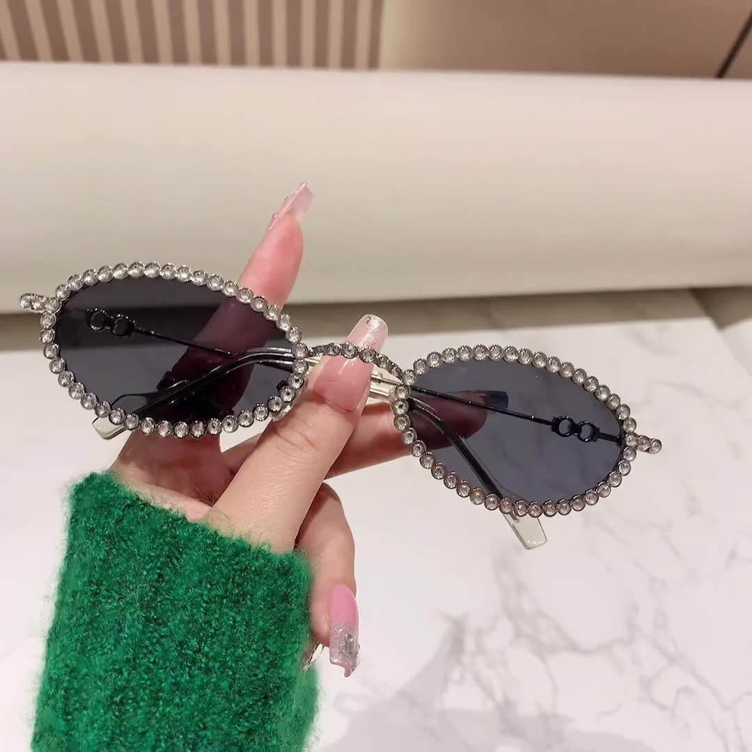 Damen Designer-Brillengestell mit extravagantem Perlenrahmen Karnz