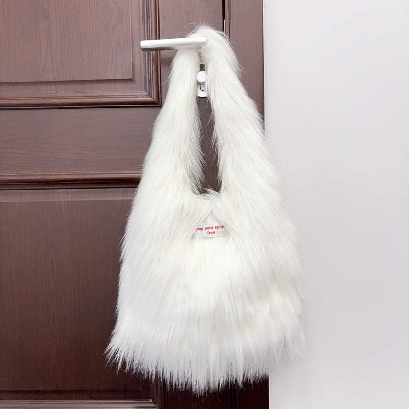 Gemütliche Kunstpelz Hobo-Tasche
