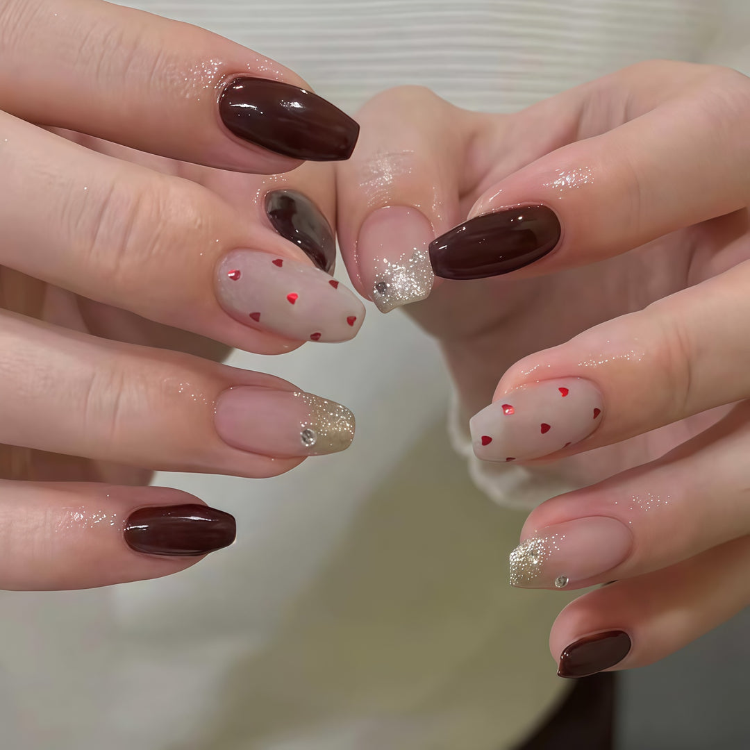 Herz-Themen Nagelkunst Verlängerungen Karnz