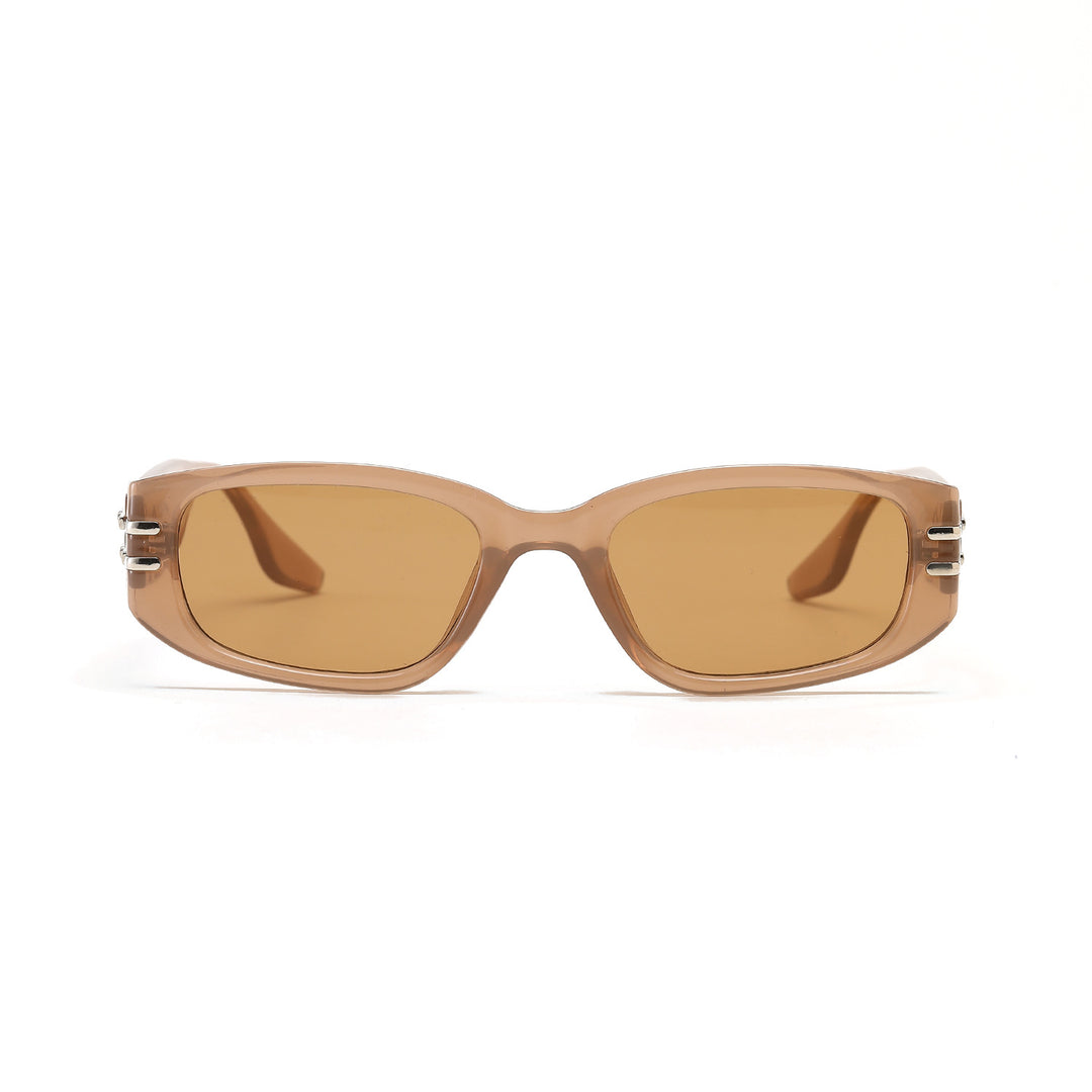 Damen modische rechteckige Sonnenbrille mit eleganten Metallakzenten Karnz