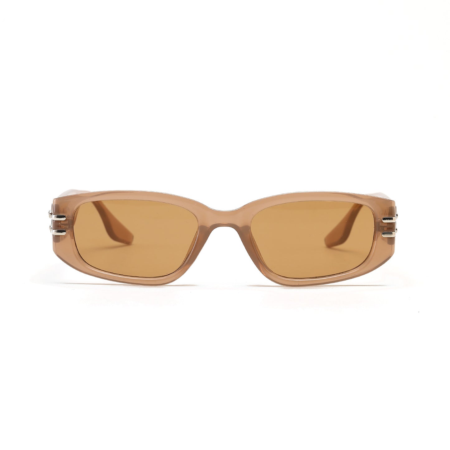 Damen modische rechteckige Sonnenbrille mit eleganten Metallakzenten Karnz
