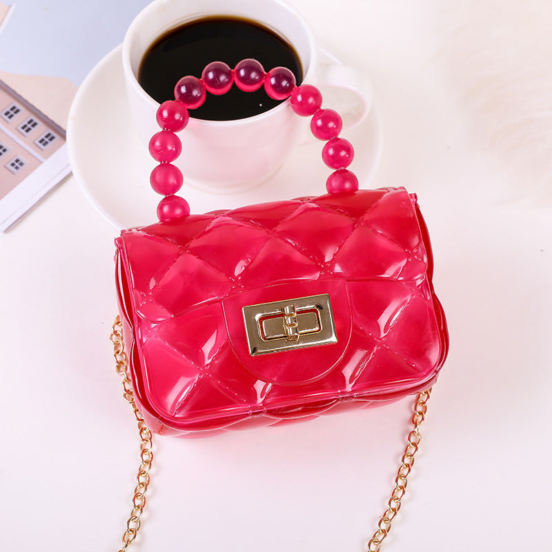 Damen modische Handtasche mit perlenbesetztem Griff Karnz