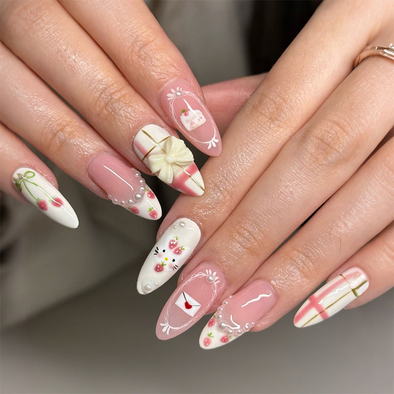 Künstlerisches Press-On-Nagelset mit himmlischem Design Karnz
