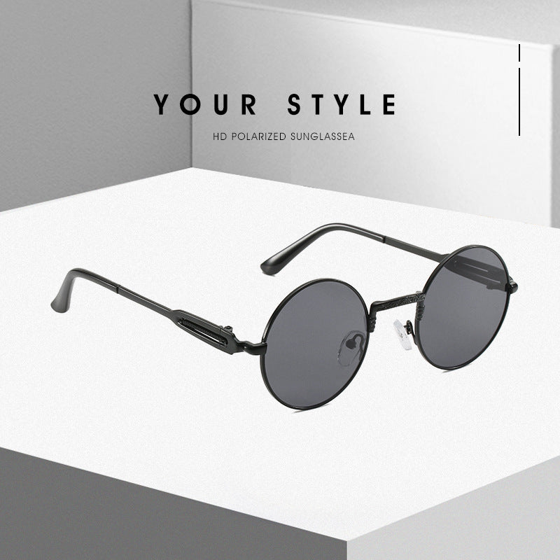 Damen runde modische Sonnenbrille mit feinem Metallgestell Karnz