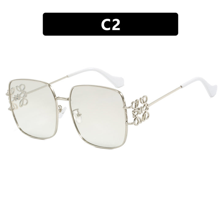 Damen quadratische Sonnenbrille mit filigranem Design und luxuriösem Metallrahmen Karnz
