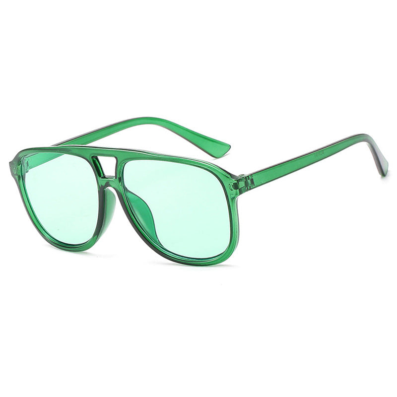 Damen modische Sonnenbrille mit transparentem Rahmen und blauen Gläsern Karnz