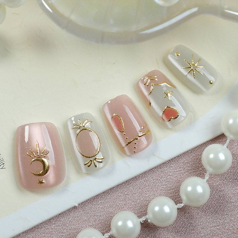 Elegantes Glitter-Akzent Press-On Nagelset