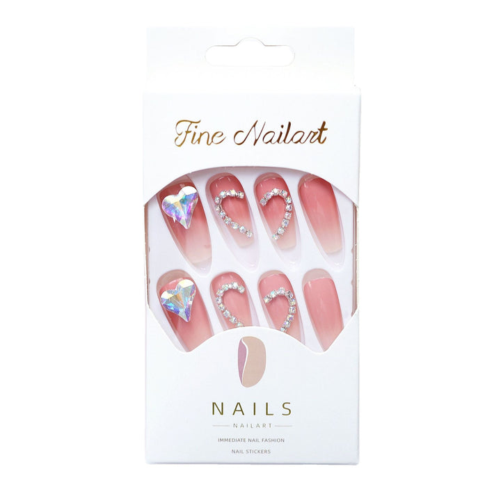 Elegantes herzverziertes Press-On-Nagelset