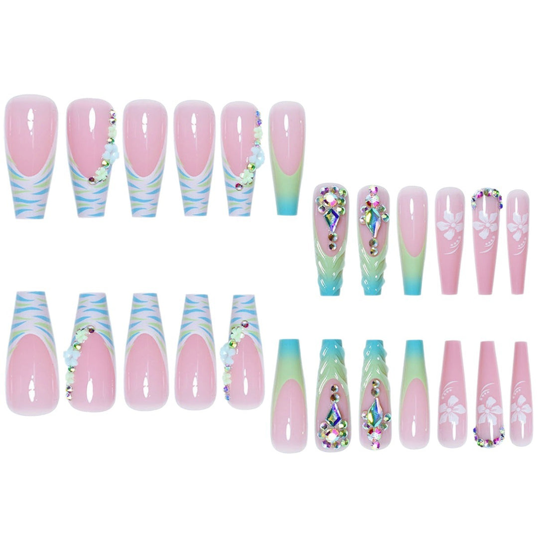 Glamouröse 3D Blumeneffekt Press-On Nagelverlängerungen Karnz