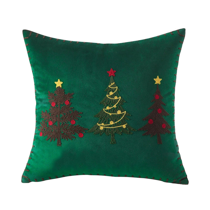 Bestickte Weihnachtsbaum quadratische Dekokissenhülle mit Kettelrand