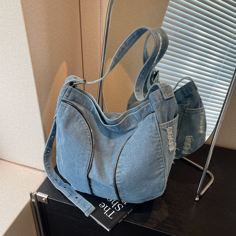 Modische Denim Schultertasche Karnz