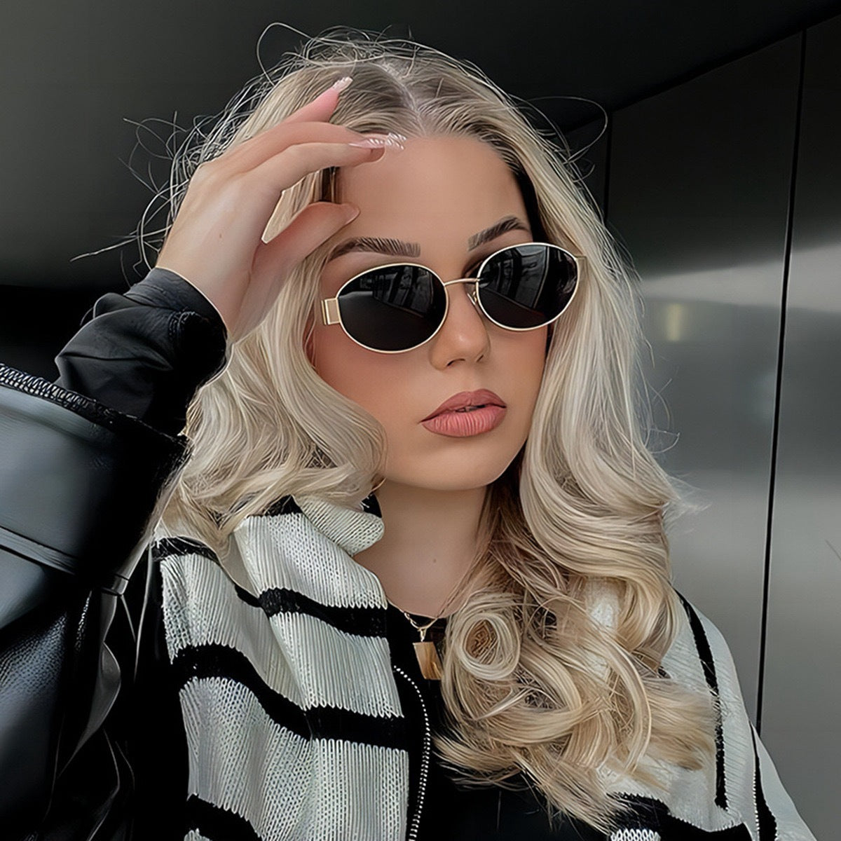 Damen stylische Metallsonnenbrille Karnz