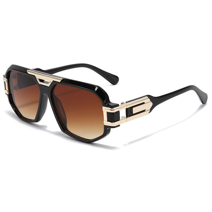Statement Quadratrahmen Sonnenbrille mit dekorativen goldenen Akzenten Karnz