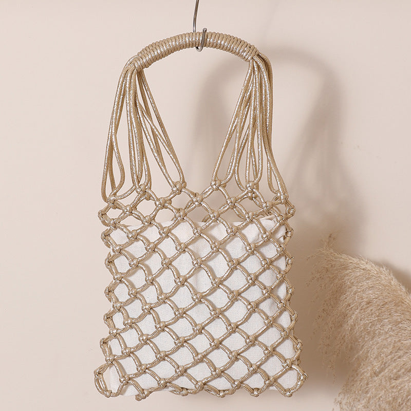 Damen Elegante Makramee Einkaufstasche Karnz