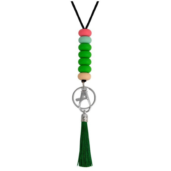 Bunter Perlen-Schlüsselanhänger Lanyard mit Quaste Karnz