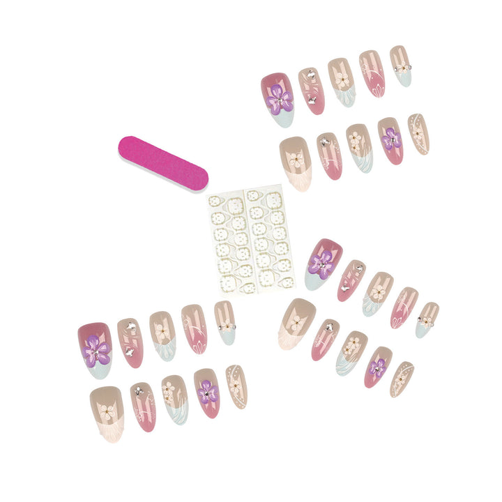 Elegante Blumige Press-On Nagel Set