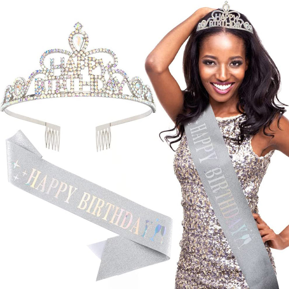 Damen Funkenkrone mit „Happy Birthday“ Schriftzug Karnz