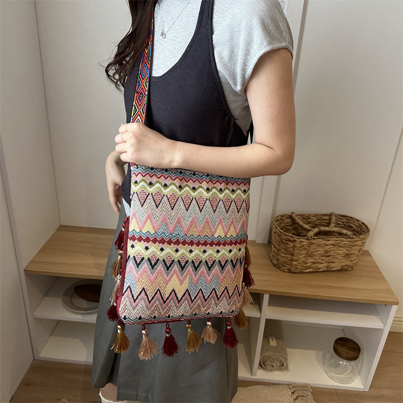 Bohemian Gewebte Schultertasche