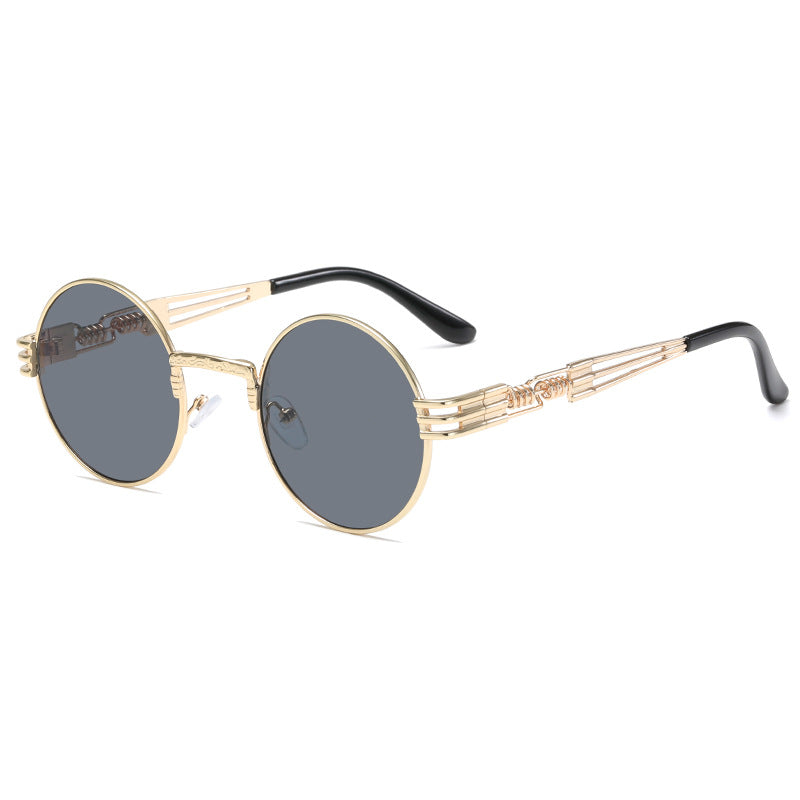 Damen Retro-Inspirierte runde Sonnenbrille mit einzigartigem Metallrahmen Karnz