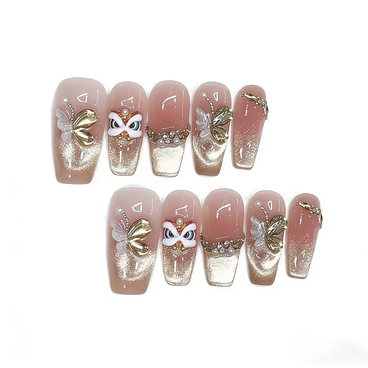 Künstlerisches dekoratives Press-on-Nagelset Karnz