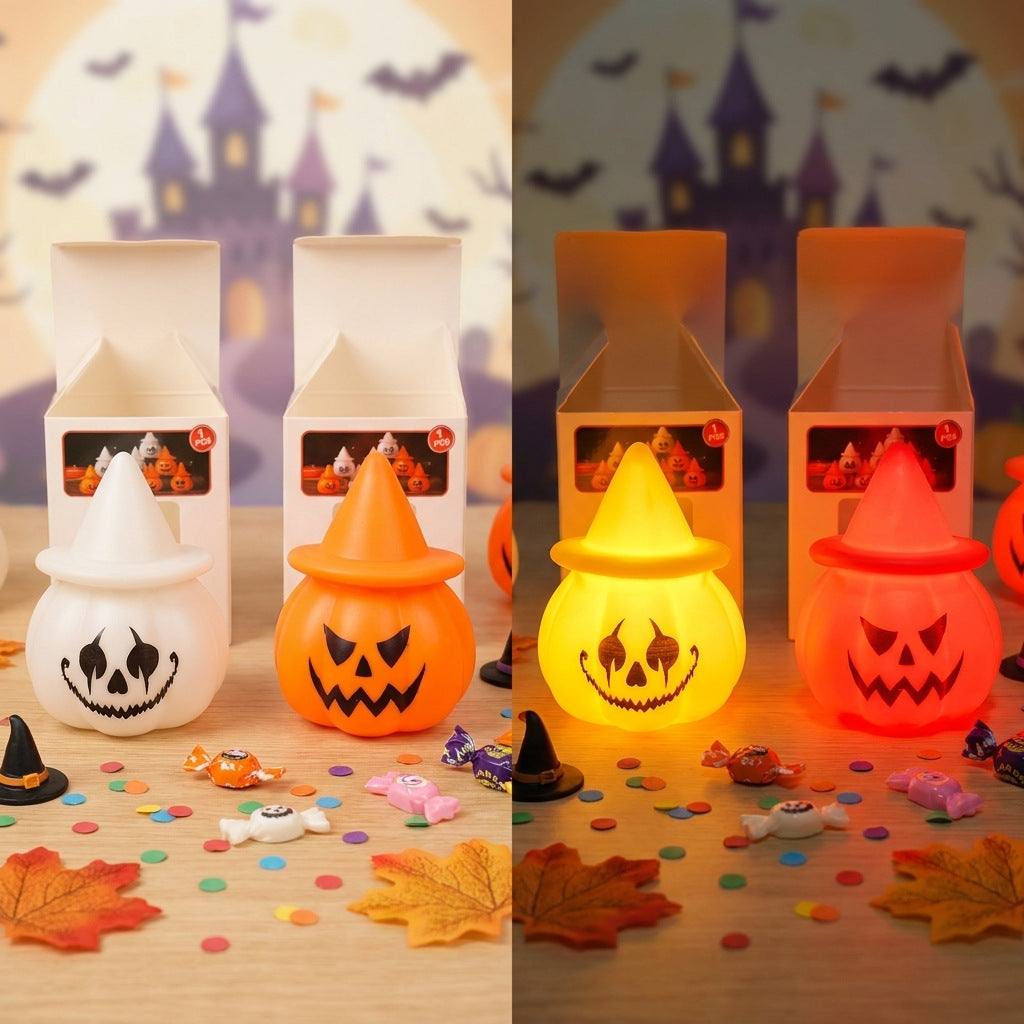 Halloween LED Kürbis-Stimmungslicht mit Hexenhut