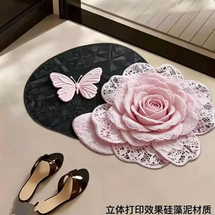 Dekorativer 3D Rosen- und Schmetterlingsmatte