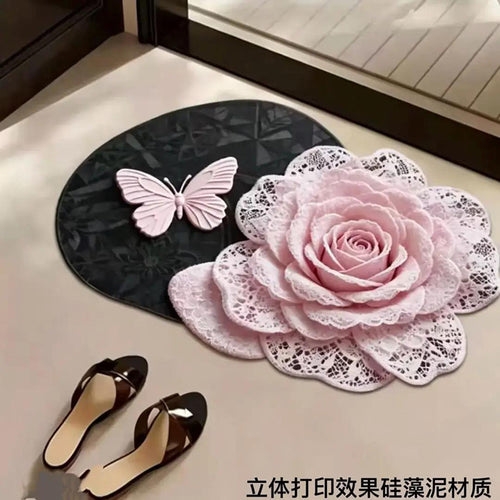 Dekorativer 3D Rosen- und Schmetterlingsmatte