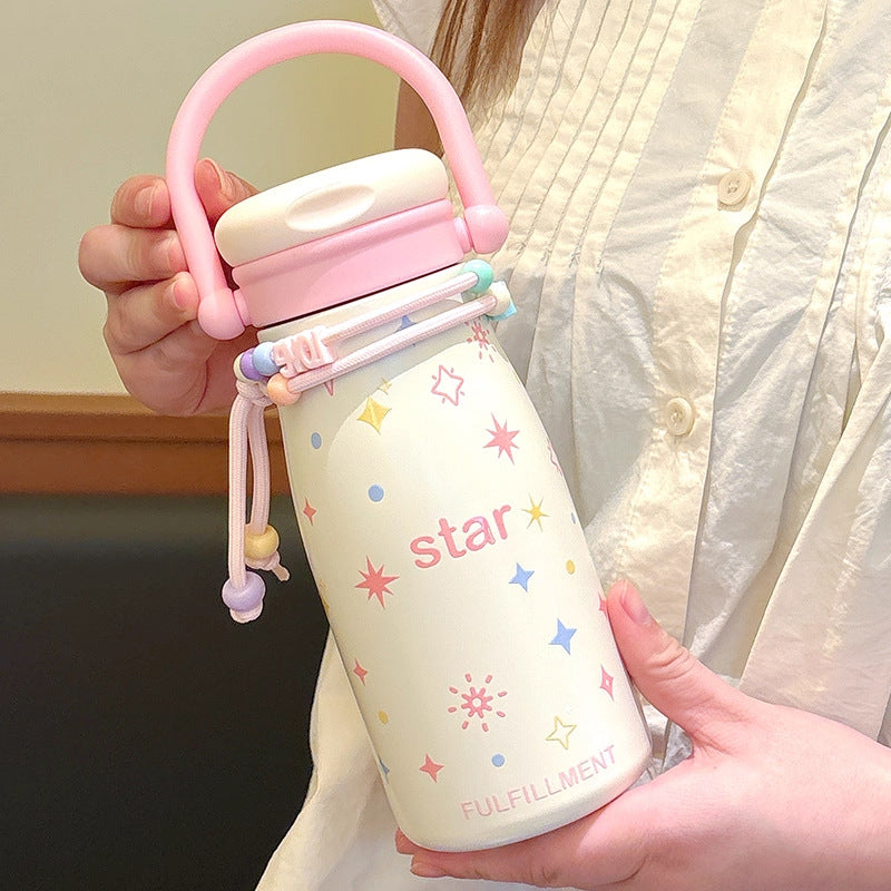 Damen kreative Trinkflasche mit lustigem Design und praktischer Schnur Karnz