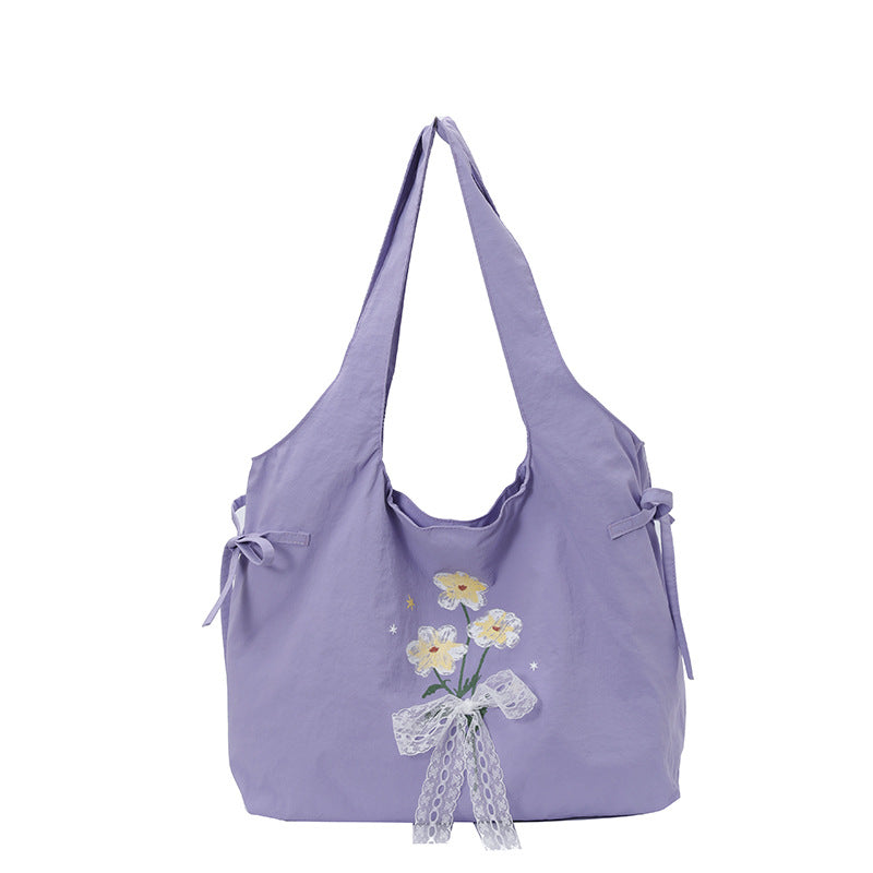 Blumenbestickte Schulter-Tote-Bag