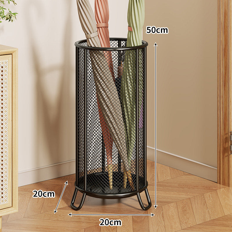 Netz Zylindrischer Regenschirmständer mit Erhöhten Füßen und Belüftetem Metallgitter