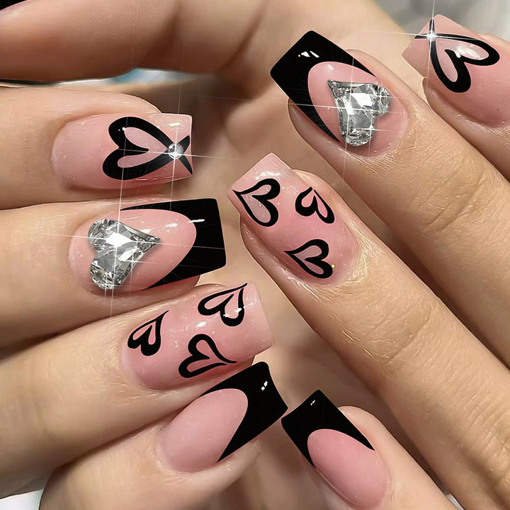 Glamourös Herz-Design Press-On Nägel