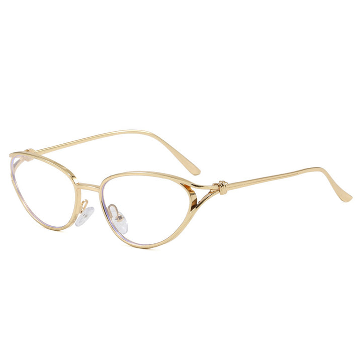 Trendige Cat-Eye Sonnenbrille mit Metallic Rahmen Karnz