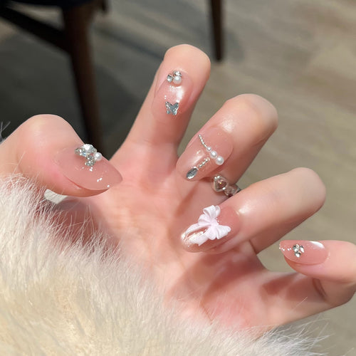 Dekorative Rhinestone Nagelkunst Verlängerungen Karnz