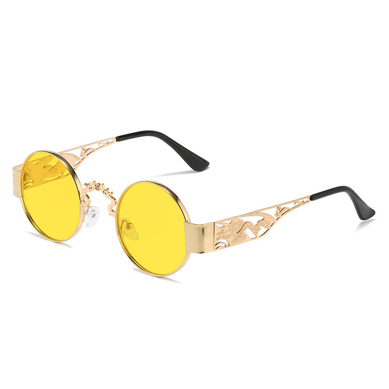 Damen künstlerische runde Sonnenbrille mit elegantem filigranen Rahmen Karnz